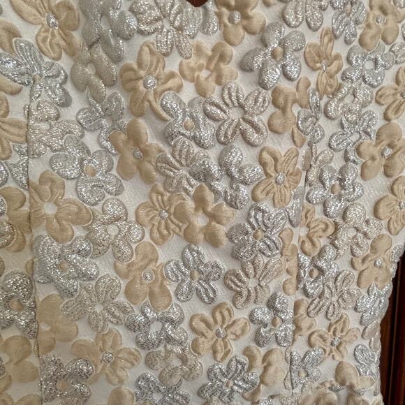 Simone Rocha Cream & Silver Floral Jacquard Dress Size 2 - Picture 4 of 7
